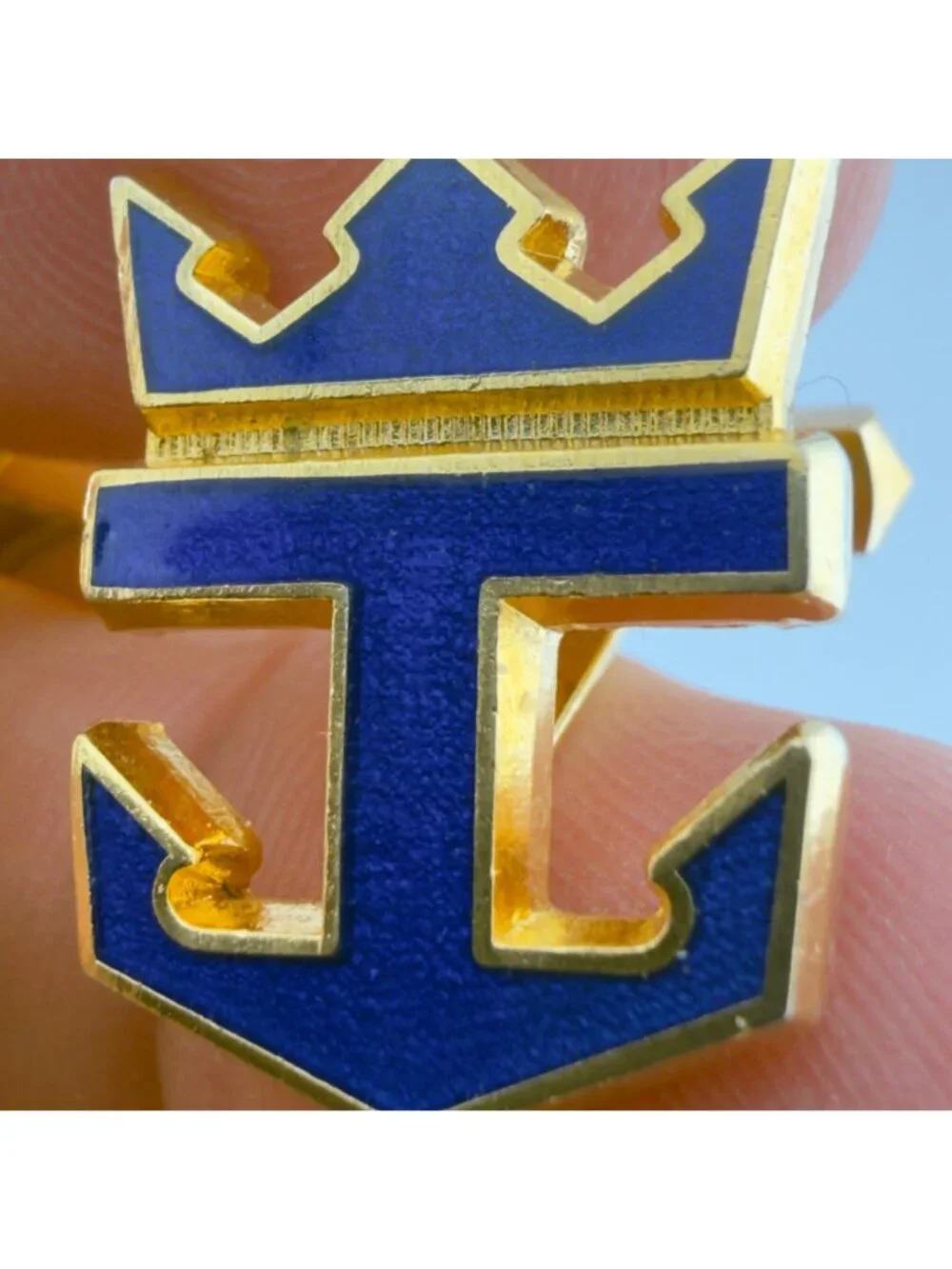 Vintage Royal Caribbean Cruises Cufflinks Blue Enamel Employee Uniform